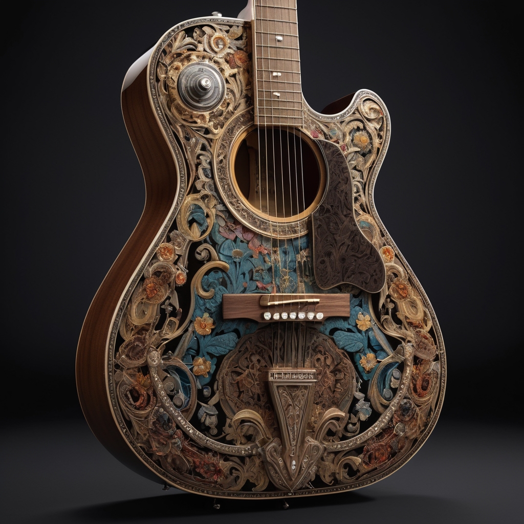 Jane playing guitar in a field of flowers